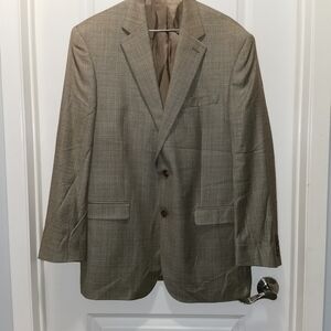 Lauren Ralph Lauren Men's Brown Plaid Blazer Silk Wool blend